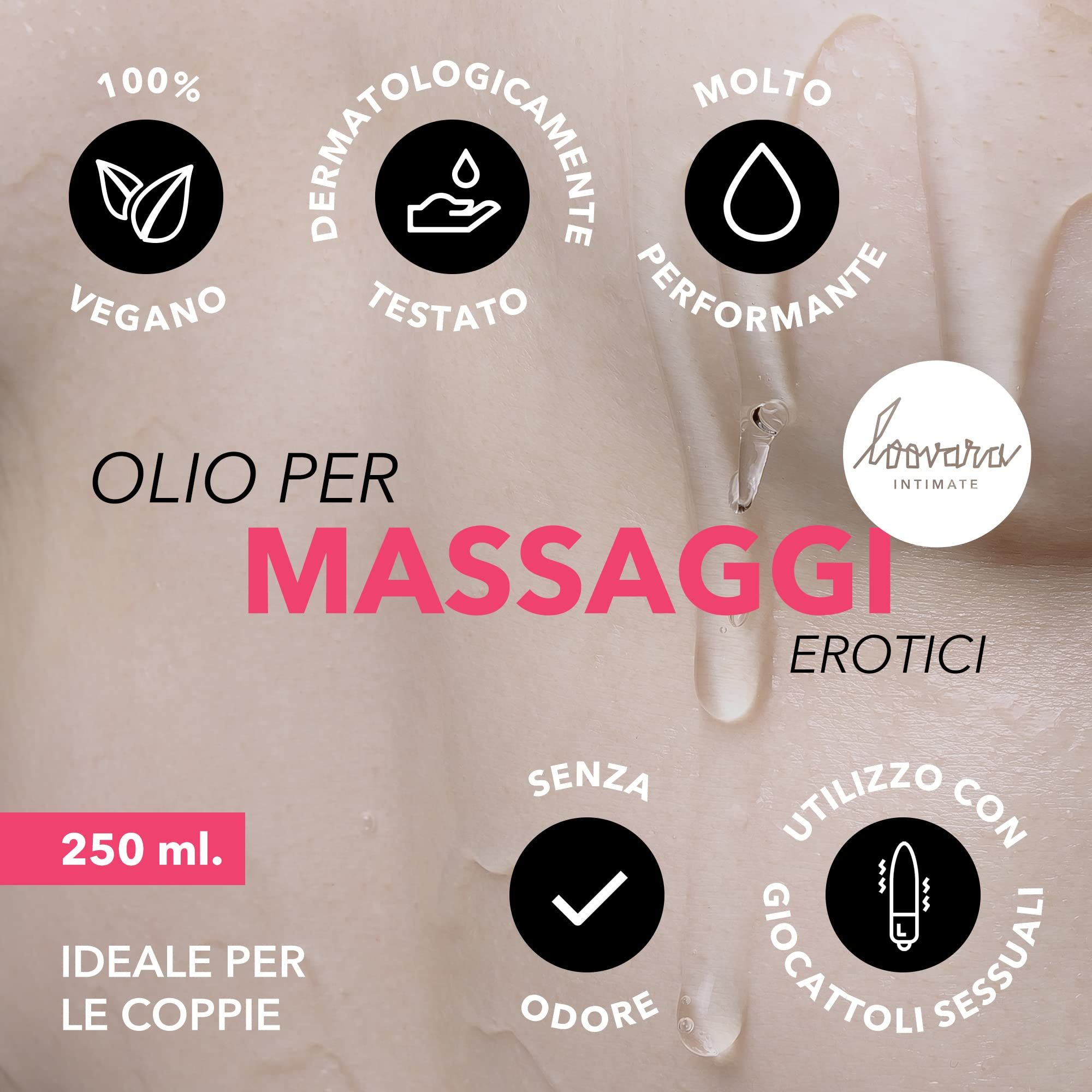 Huile de massage Loovara Happy Hand, 250 ml, végane, testée dermatologiquement, sans parfum.