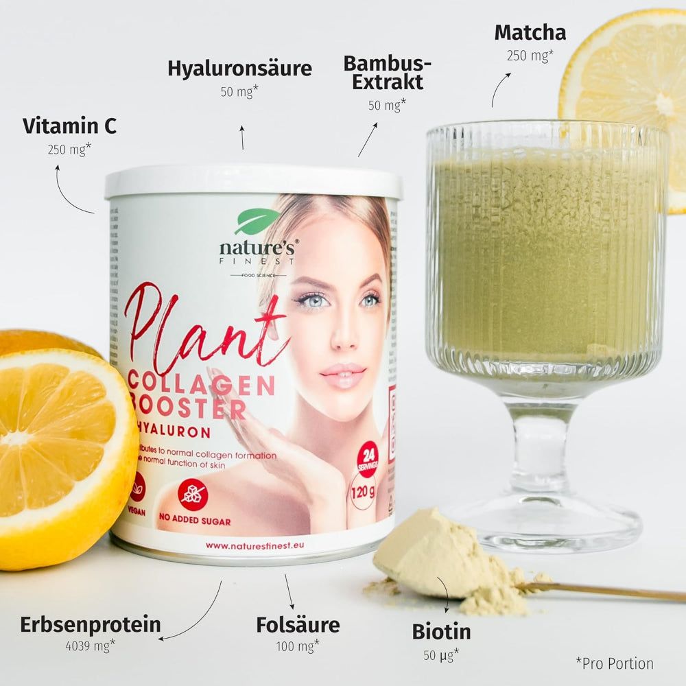 Nature's Finest Vegan Collagène Booster avec acide hyaluronique & biotine