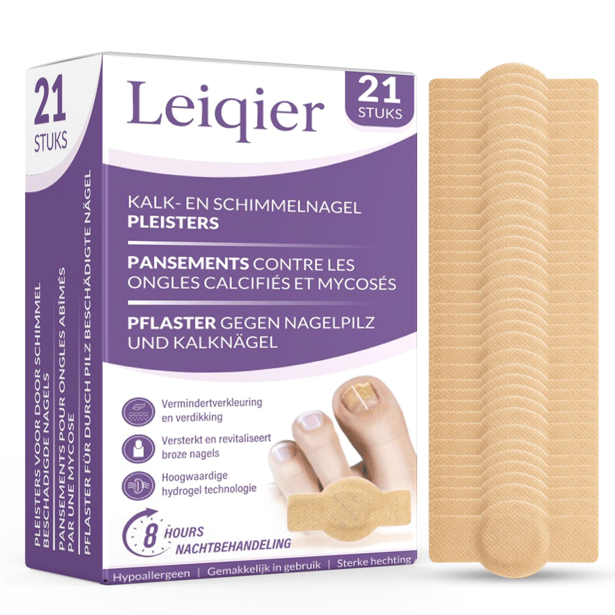Leiqier Kalknagel Pleisters – Voor nagelverzorging bij verkleurde/verdikte nagels