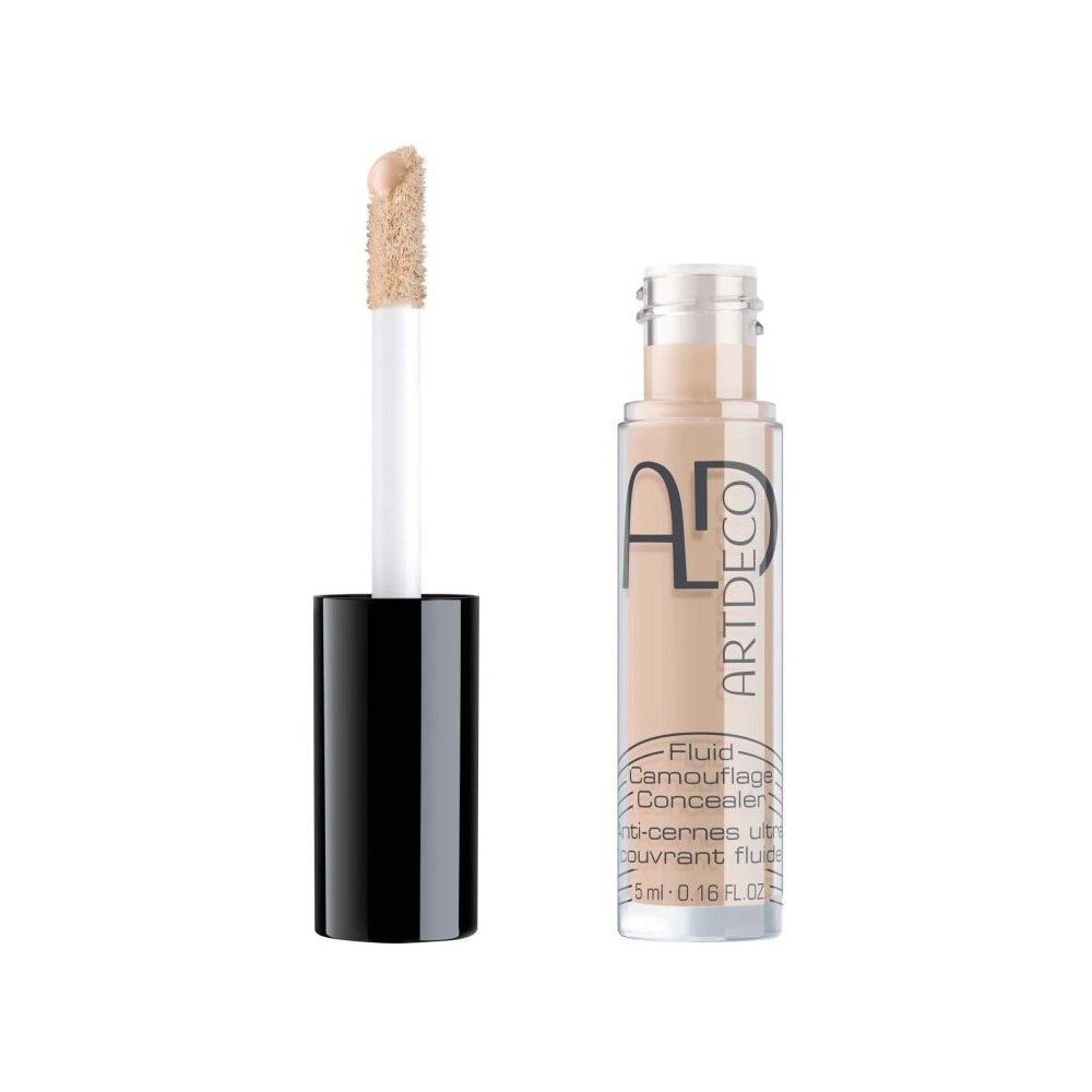 ARTDECO Concealer Fluid Camouflage, flacon ouvert, avec applicateur.