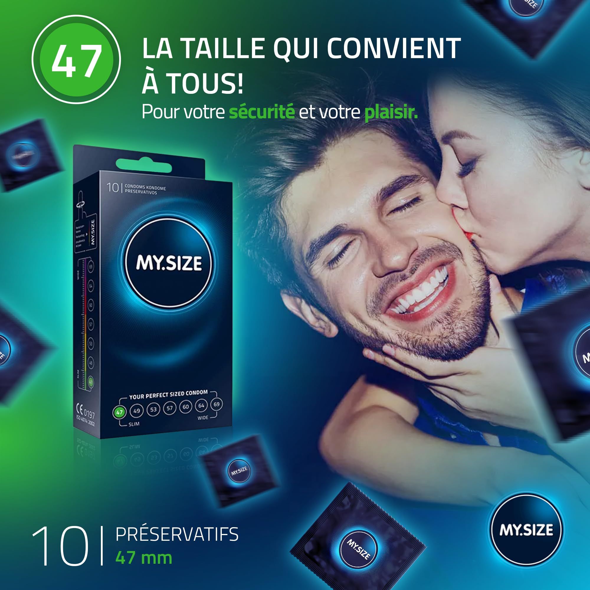 Préservatifs MY.SIZE 47: La bonne taille pour tous. Pour la sécurité et le plaisir.