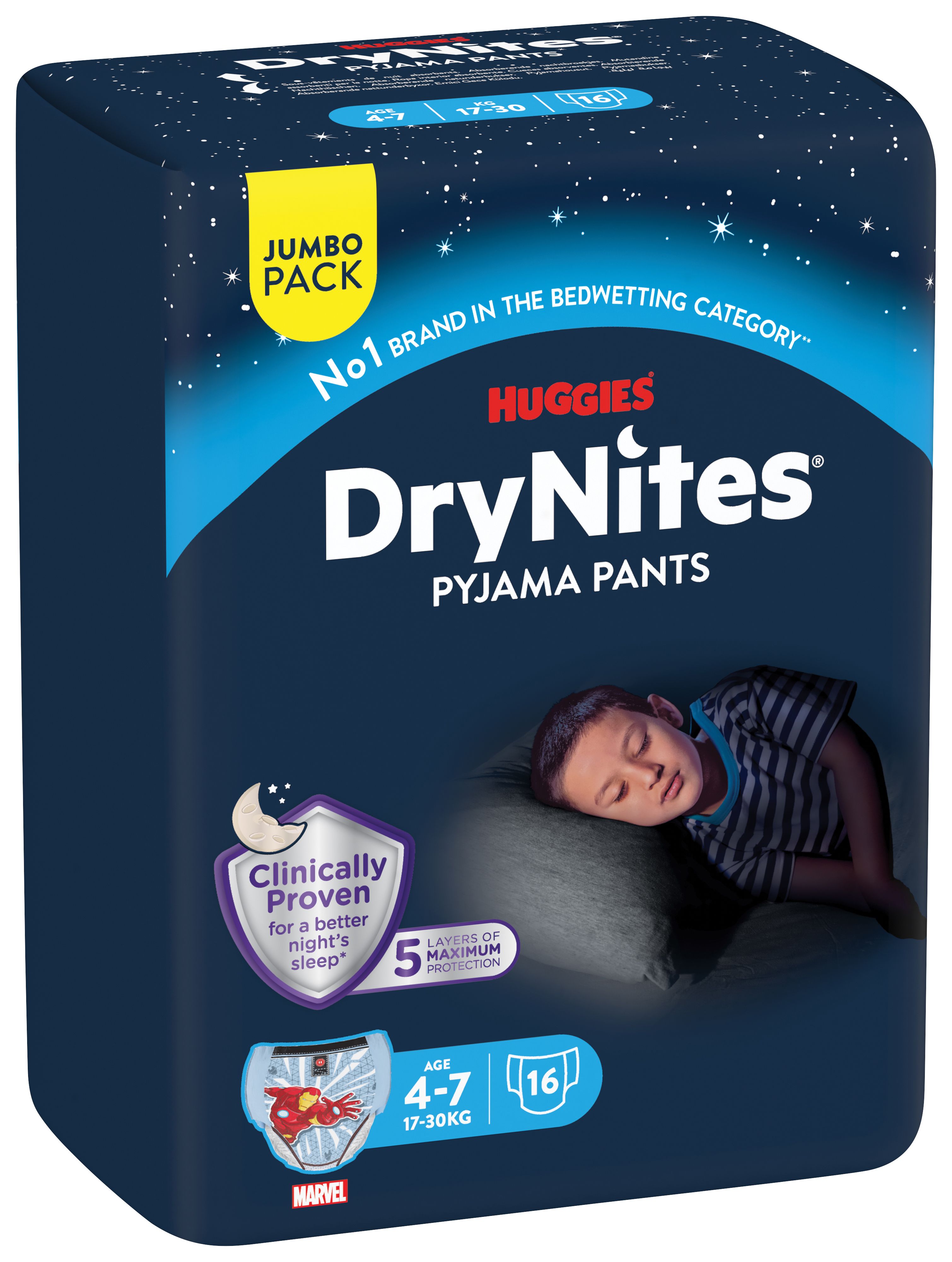DryNites Culottes de Nuit pour Garçons 4-7 ans