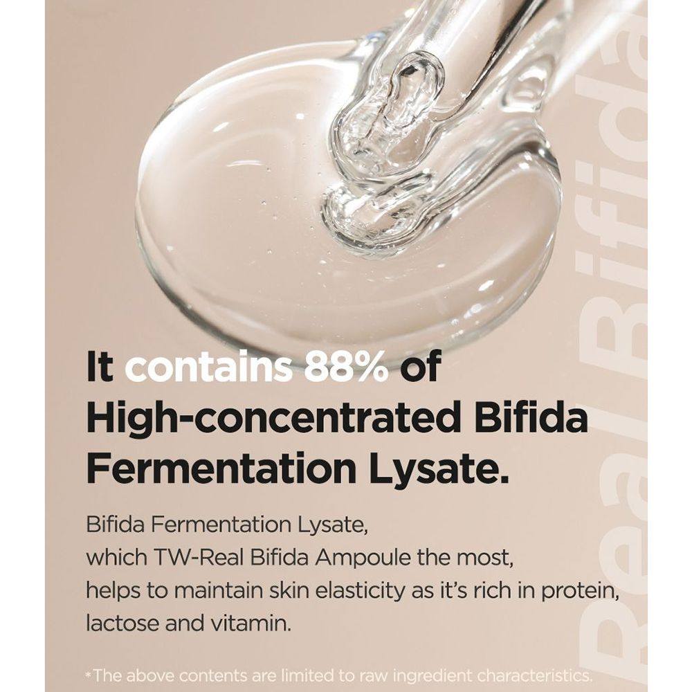 Tekst: Bevat 88% hooggeconcentreerd Bifida Fermentatie Lysaat. Helpt de elasticiteit van de huid te behouden.