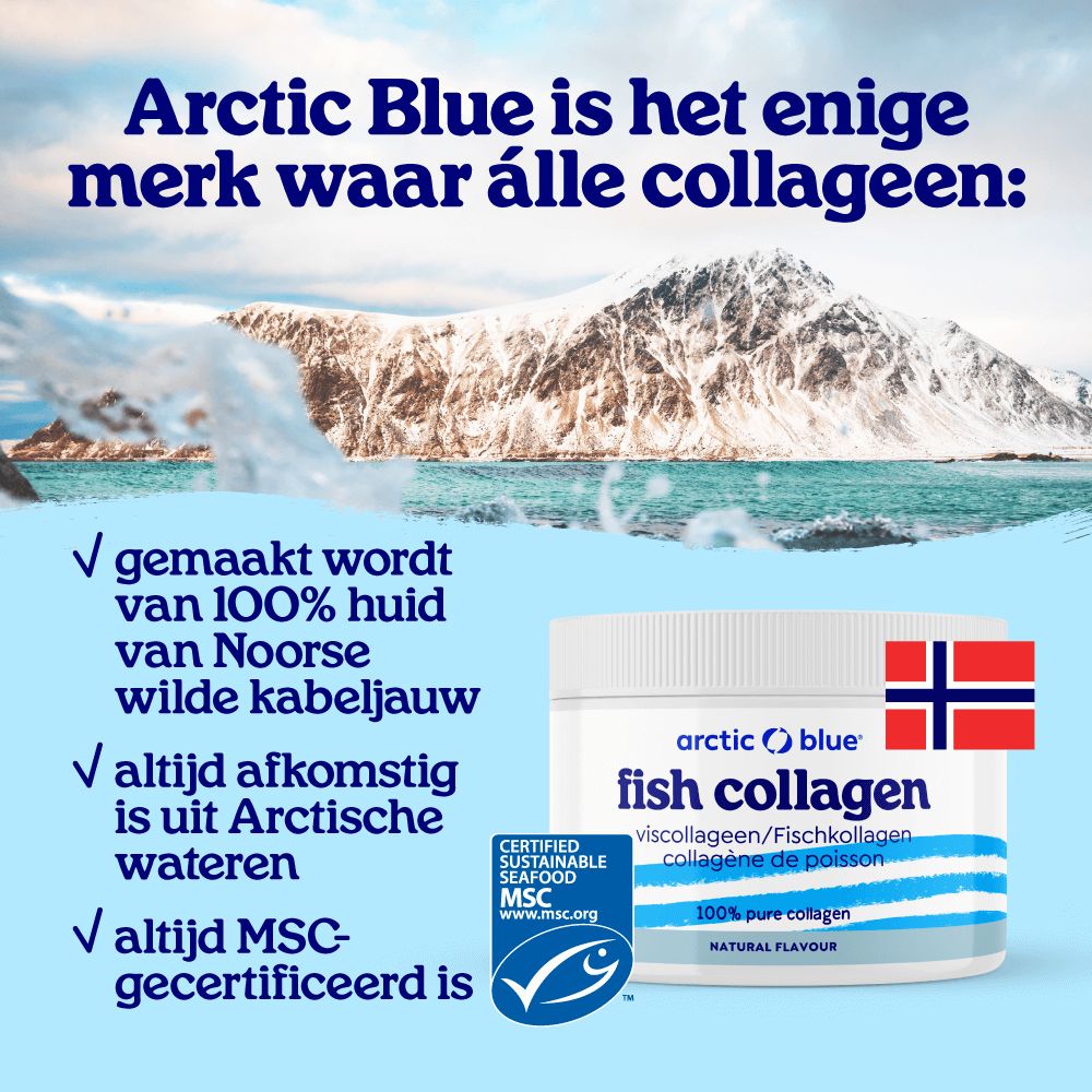 Arctic Blue Collageen: 100% puur collageen, geen vissmaak.