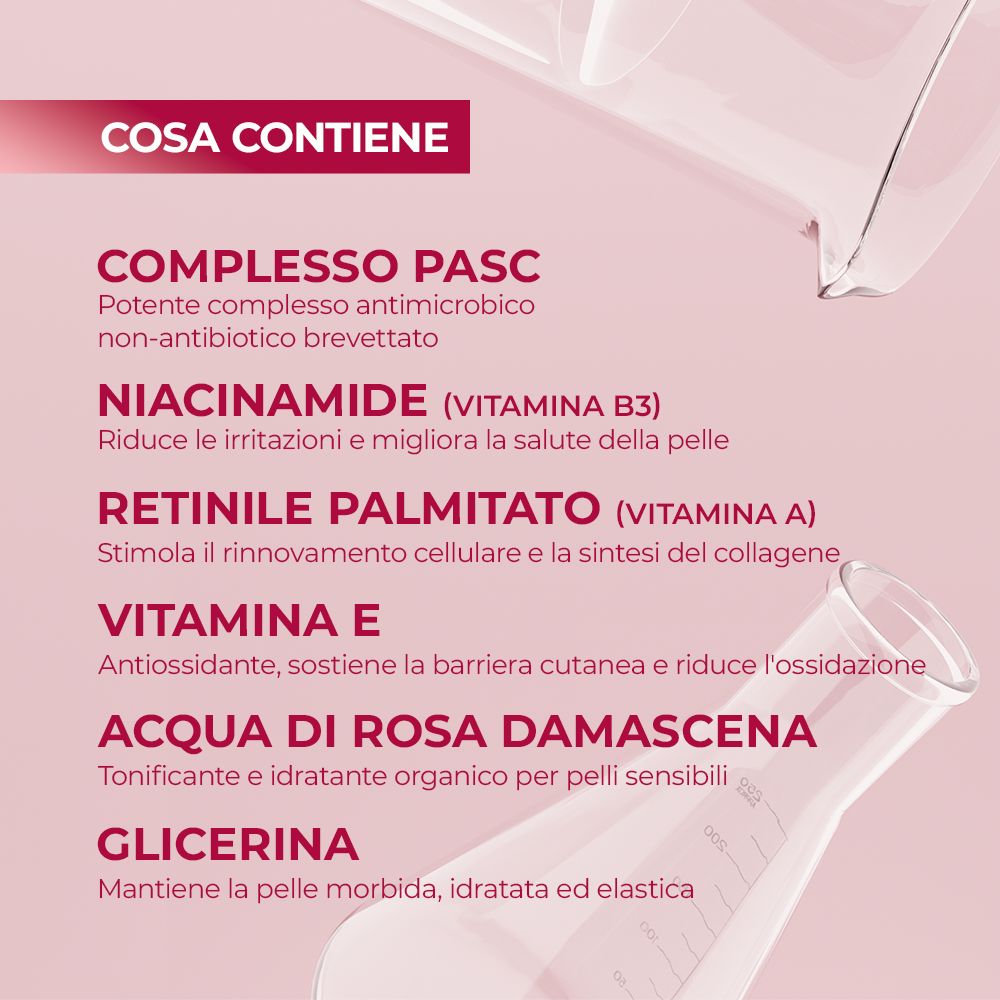 Texte avec ingrédients de ACNAUT ACTIVE CREAM. Contient, entre autres, de la niacinamide, de la vitamine E, de l'eau de rose.