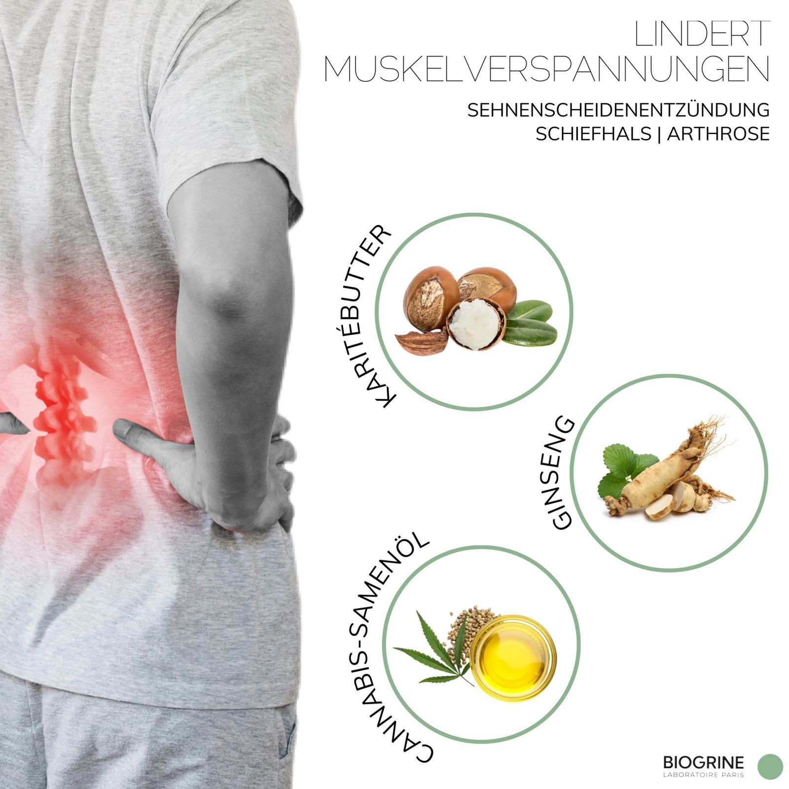 BIOGRINE "REMEDY" MASSAGECRÈME MET CBD, SHEABOTER & GINSENG