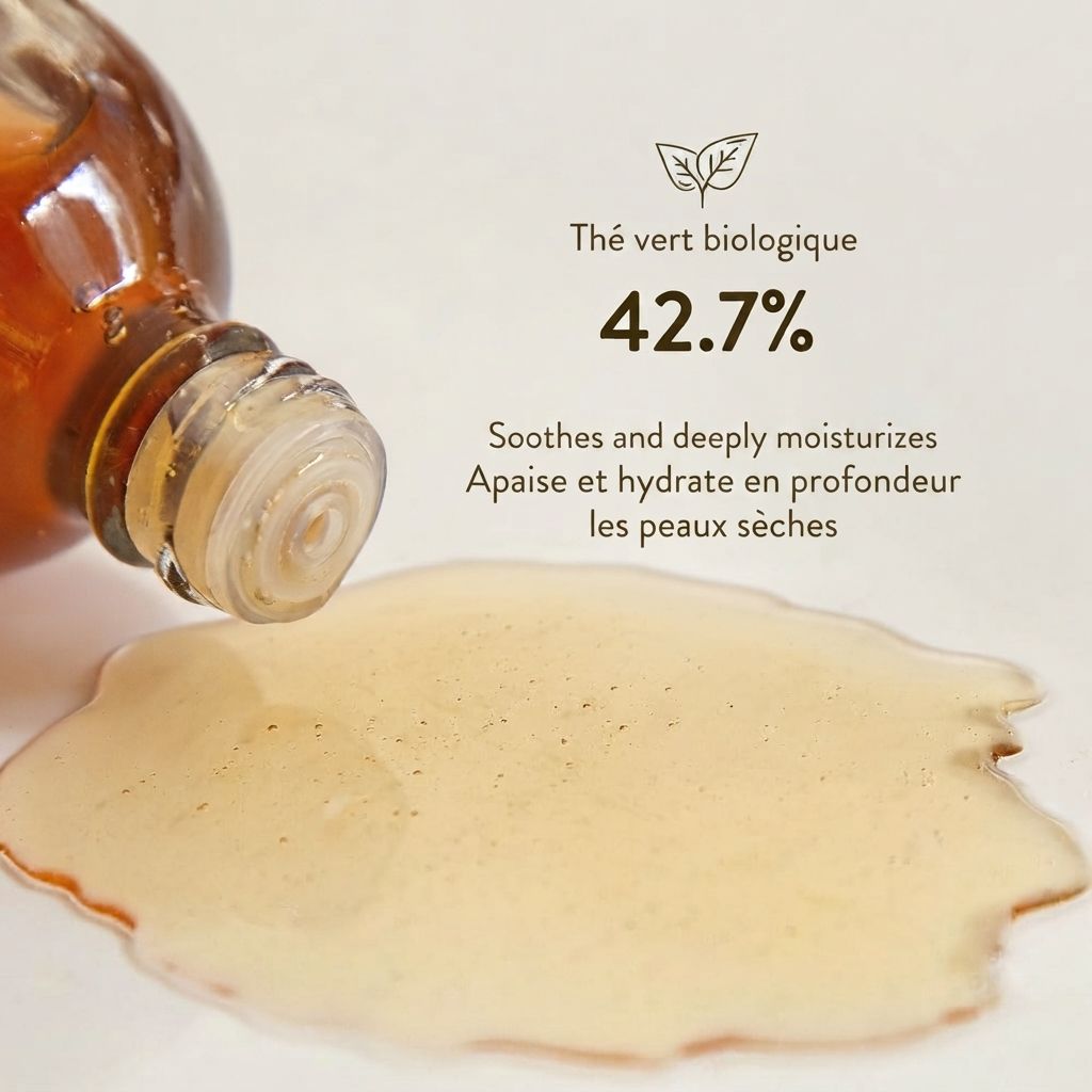 Sioris My First Essener avec 42,7% d'extrait de thé vert bio, apaise et hydrate.