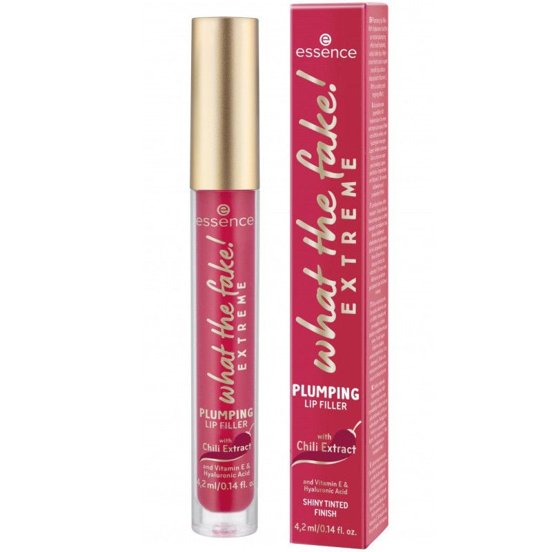 Essence What The Fake! Extreme Plumping Lip Filler in rode verpakking met gouden dop.
