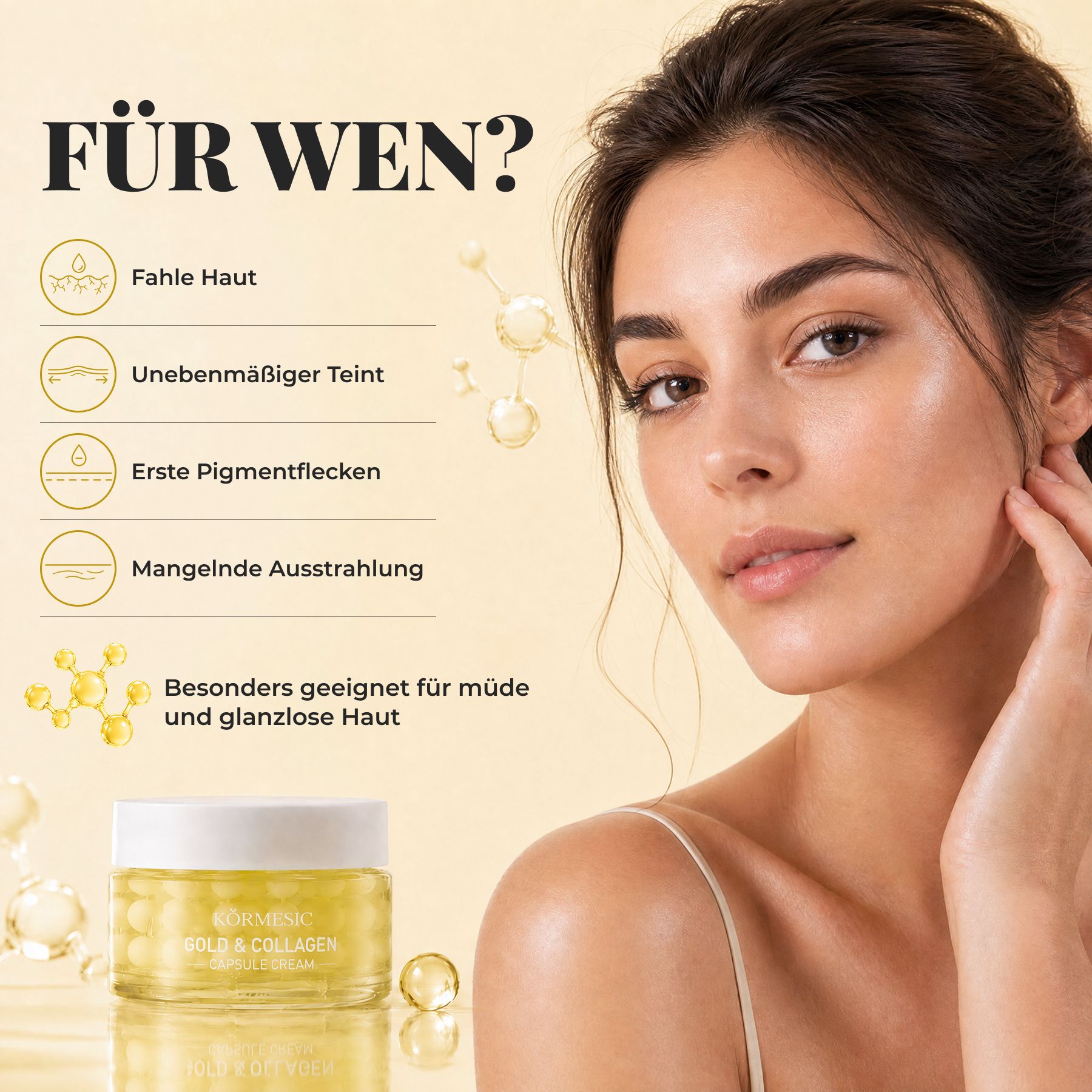 KORMESIC  Crème visage au collagène et à l'or (capsules) – Éclat radieux
