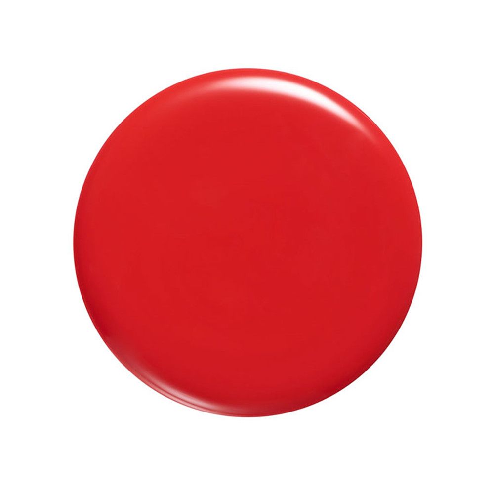 Een ronde, glanzende rode kleurstaal.
