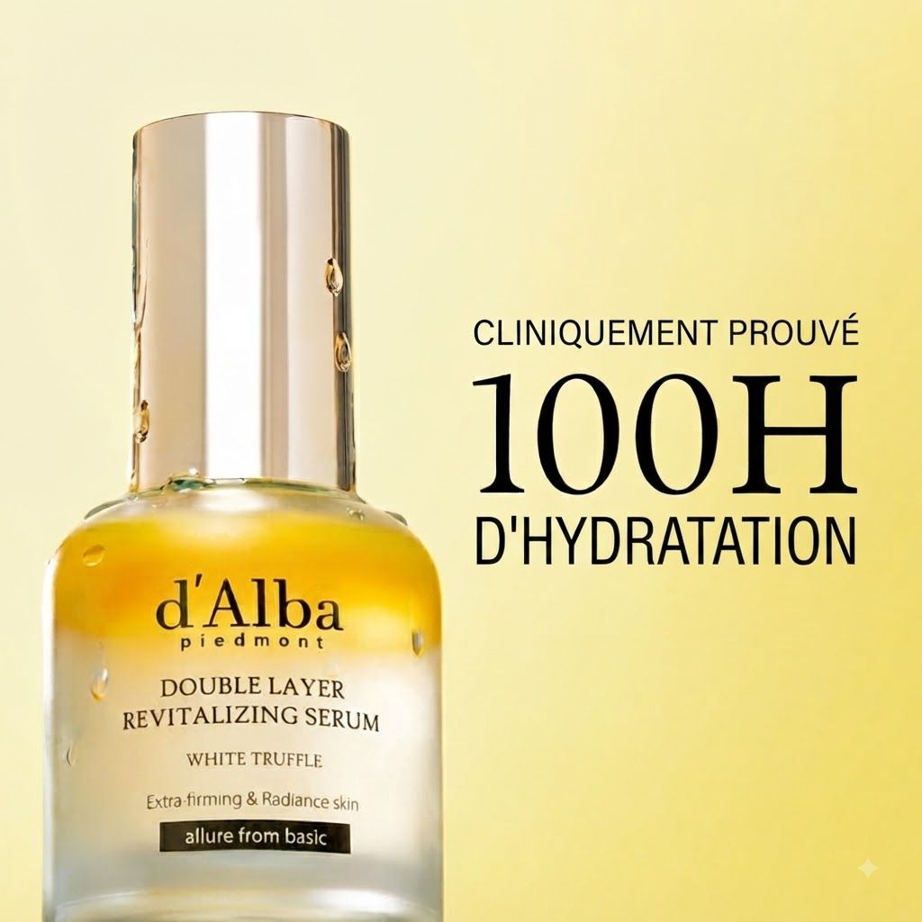 Sérum revitalisant double couche d'Alba Piedmont à la truffe blanche. 100h d'hydratation prouvée cliniquement.