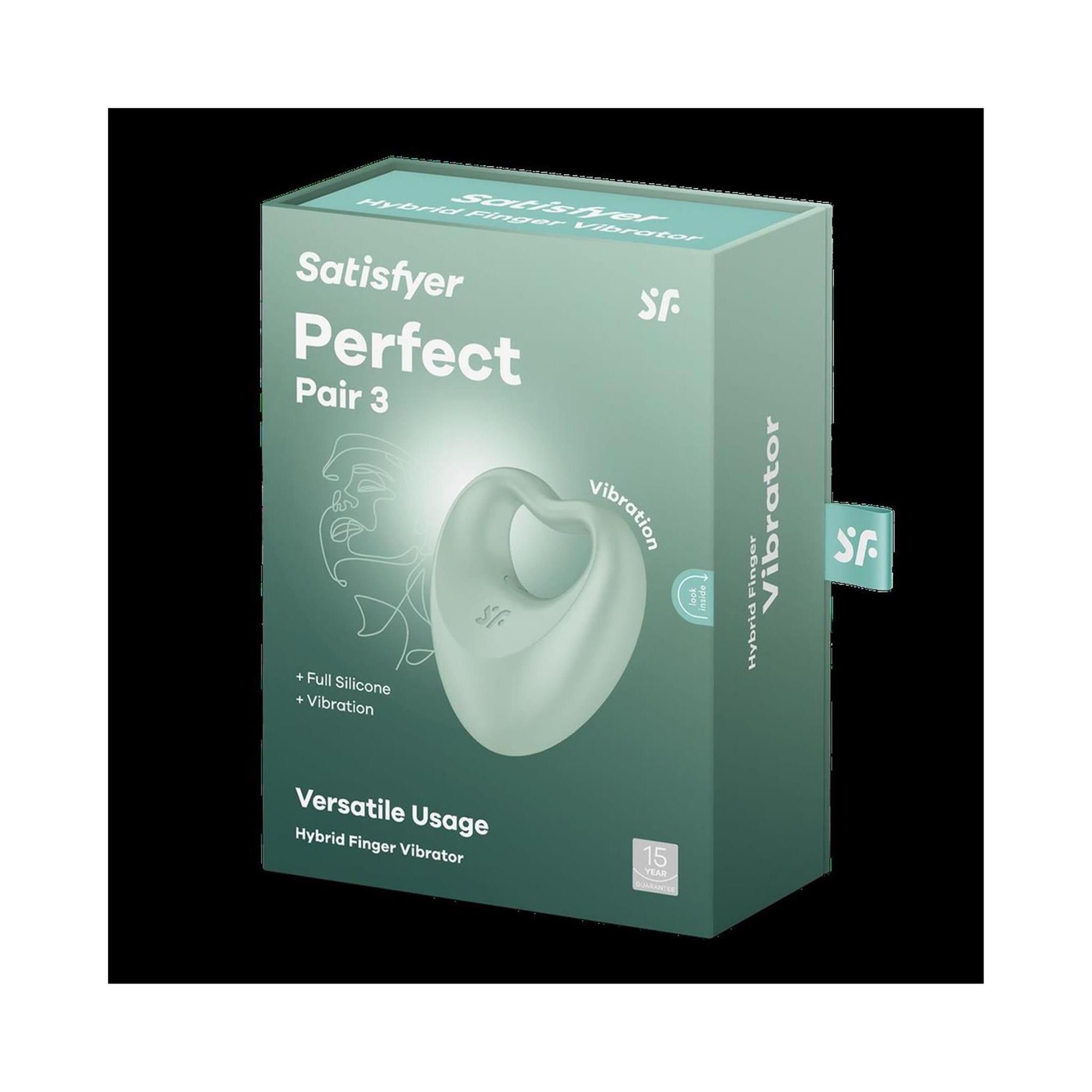 Verpakking van de Satisfyer Perfect Pair 3 met productafbeelding en kenmerken.