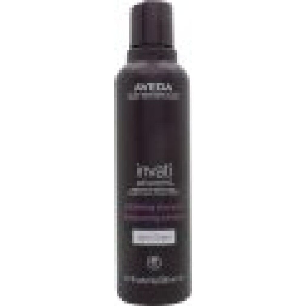 Flacon violet foncé Aveda Invati Advanced. Shampooing exfoliant light/léger. Logo végétalien.