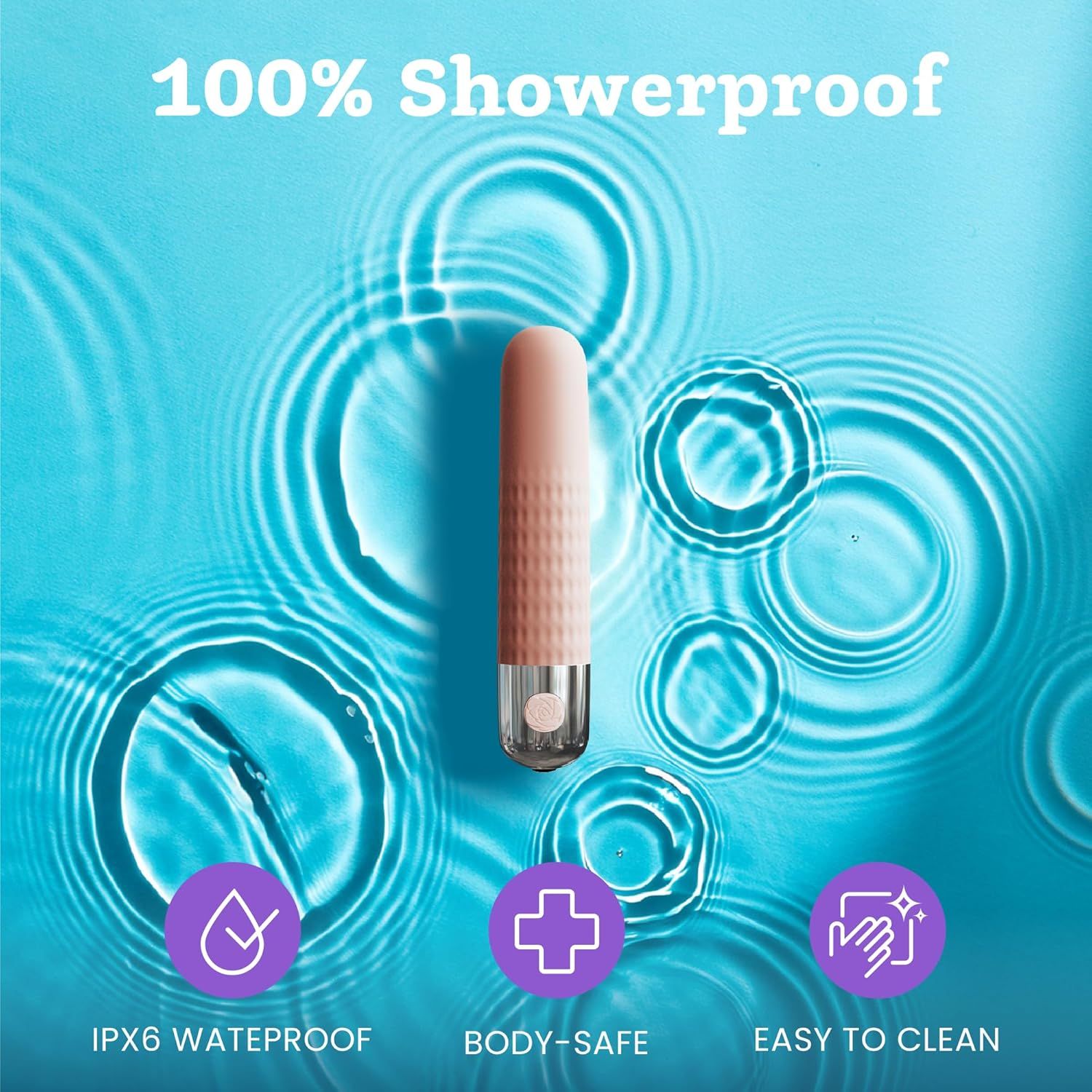 Roze Bullet Vibrator in water, IPX6 waterdicht, lichaamsveilig, gemakkelijk schoon te maken.