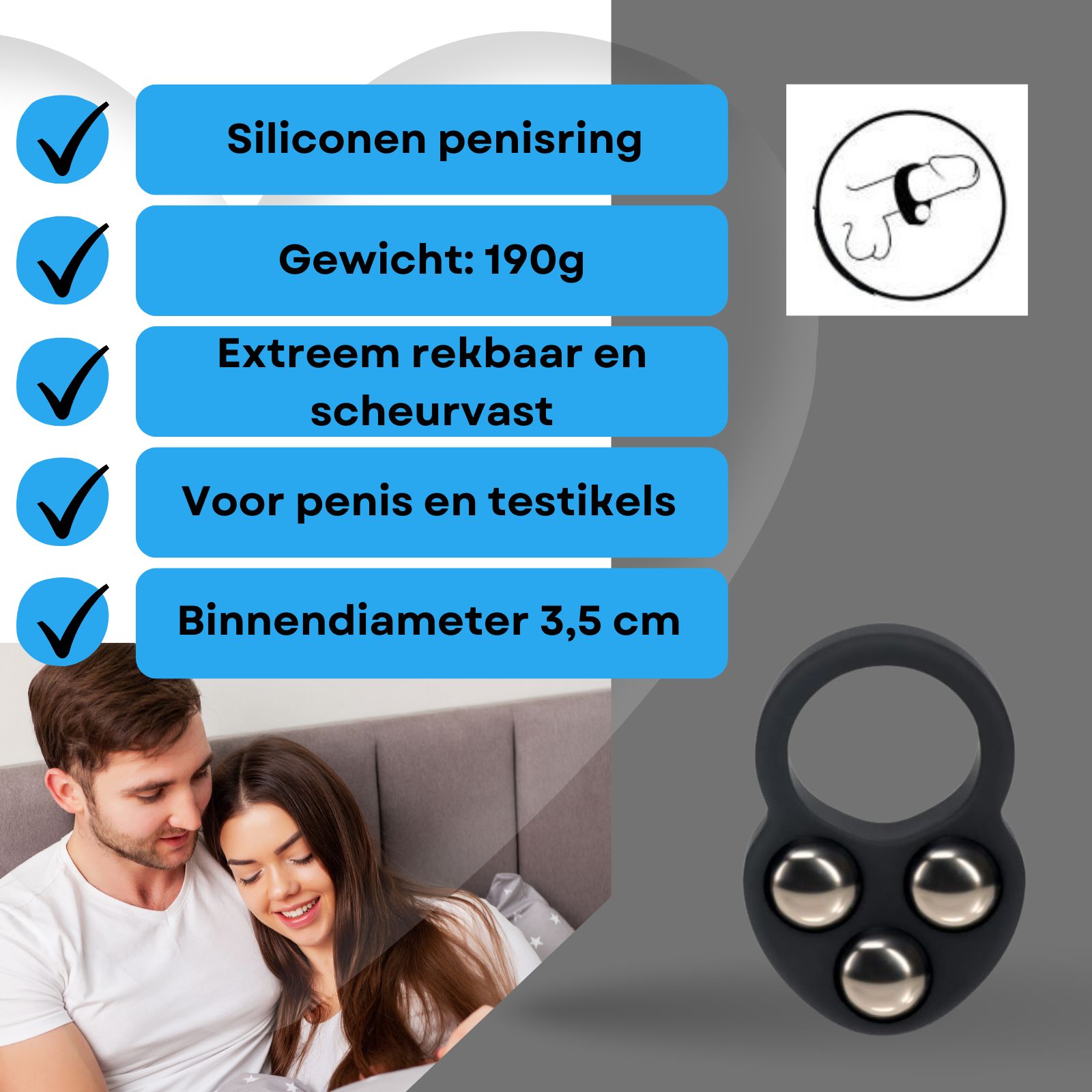 Lovelyness - Cockring met gewicht - Heavy - L