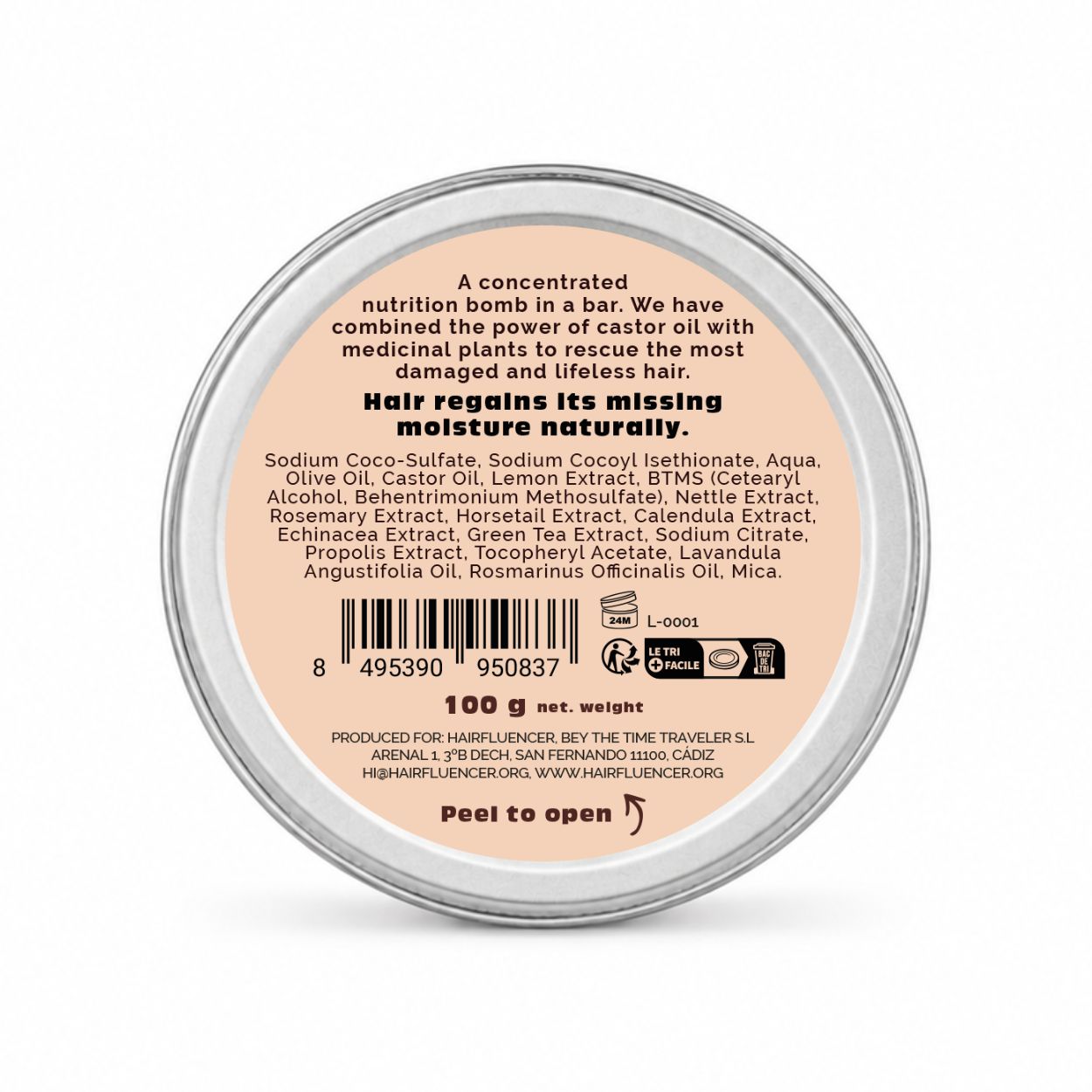 VitalizeNature Earth's Dew Barre de Shampooing – Pour cheveux secs à l’huile de ricin