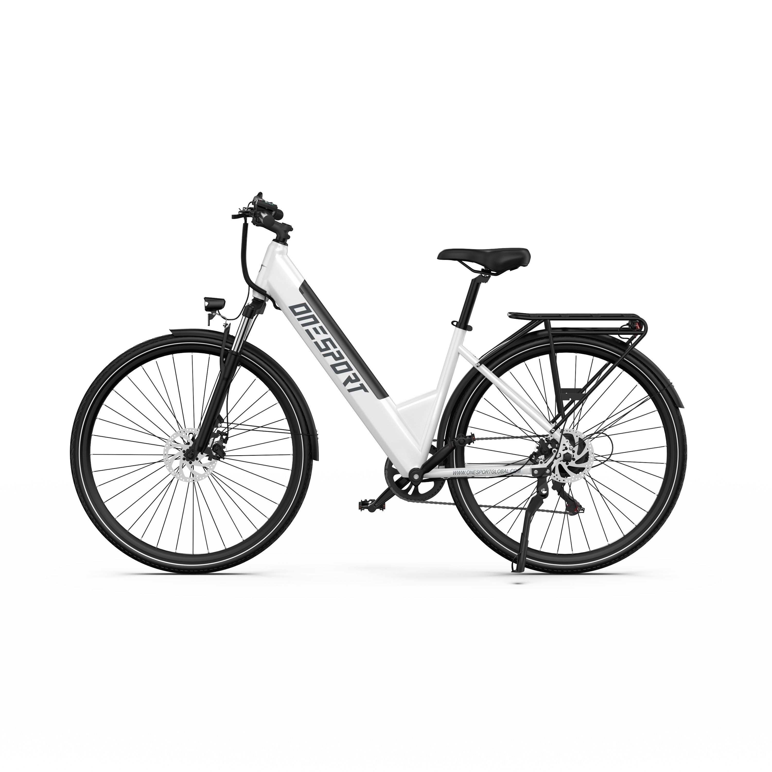 ONESPORT OT12 Vélo électrique urbain 27,5", batterie 36 V 13 Ah, compatible avec une application