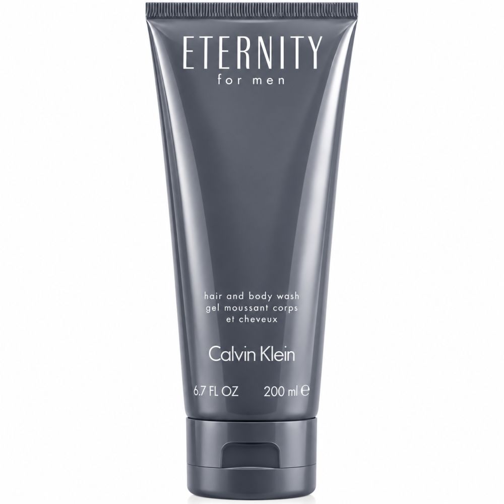 Gel douche et corps Calvin Klein Eternity for Men dans un tube foncé.