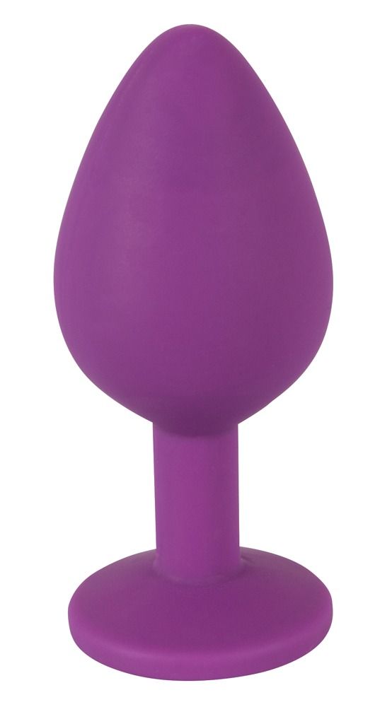 Plug anal violet avec bijou, vue frontale.