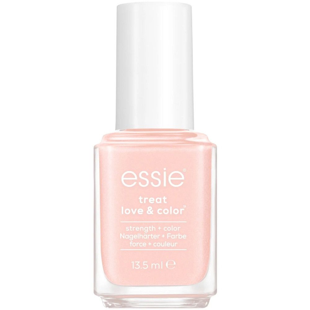 Vernis à ongles Essie Treat Love & Color. Flacon rose avec bouchon blanc. Inscription : strength + color.