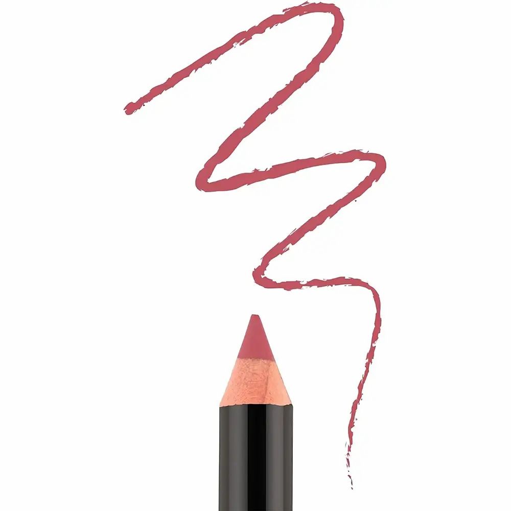 BODYOGRAPHY Lip Liner Heatherberry. Punt van lipliner met roze punt en streep. Zwarte schacht zichtbaar.