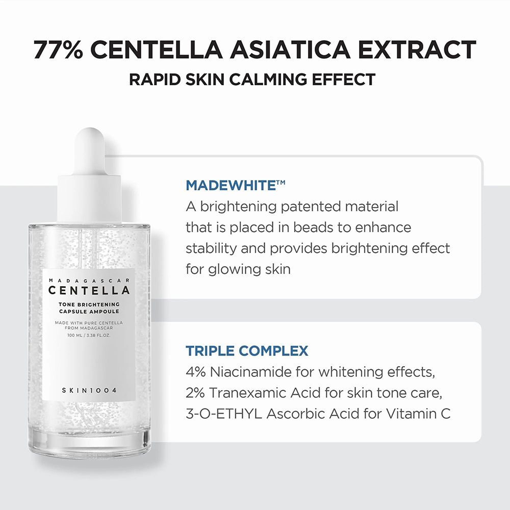 Produit avec texte. Contient des informations sur les ingrédients et les effets. Sur fond blanc.