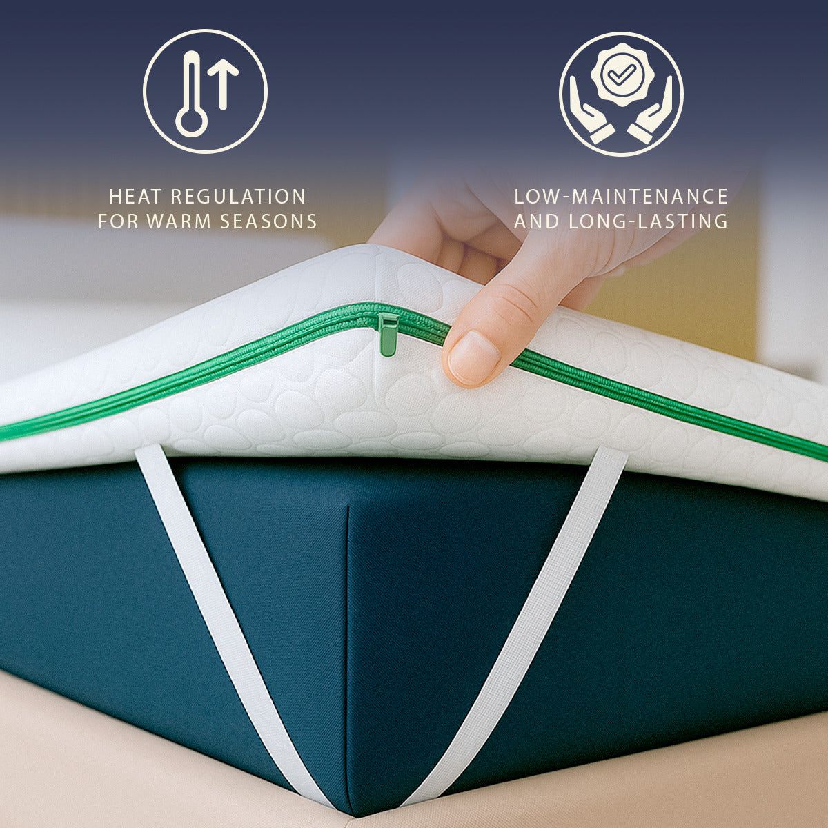 The White Stone Matrastopper 90x200 van Memory Foam Breeze met 9 Zones | Hoogte 5 cm