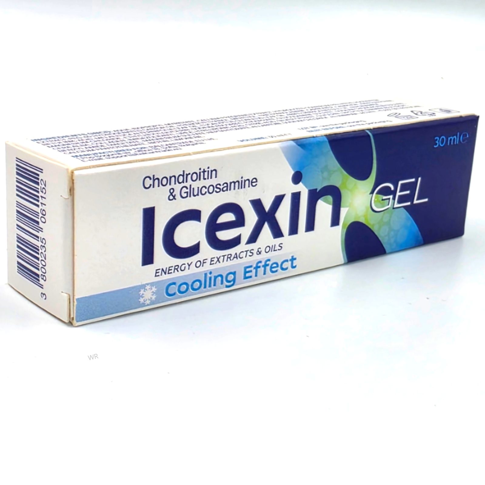 Kartonnen verpakking voor IceXin GEL met Chondroïtine & Glucosamine en verkoelend effect.