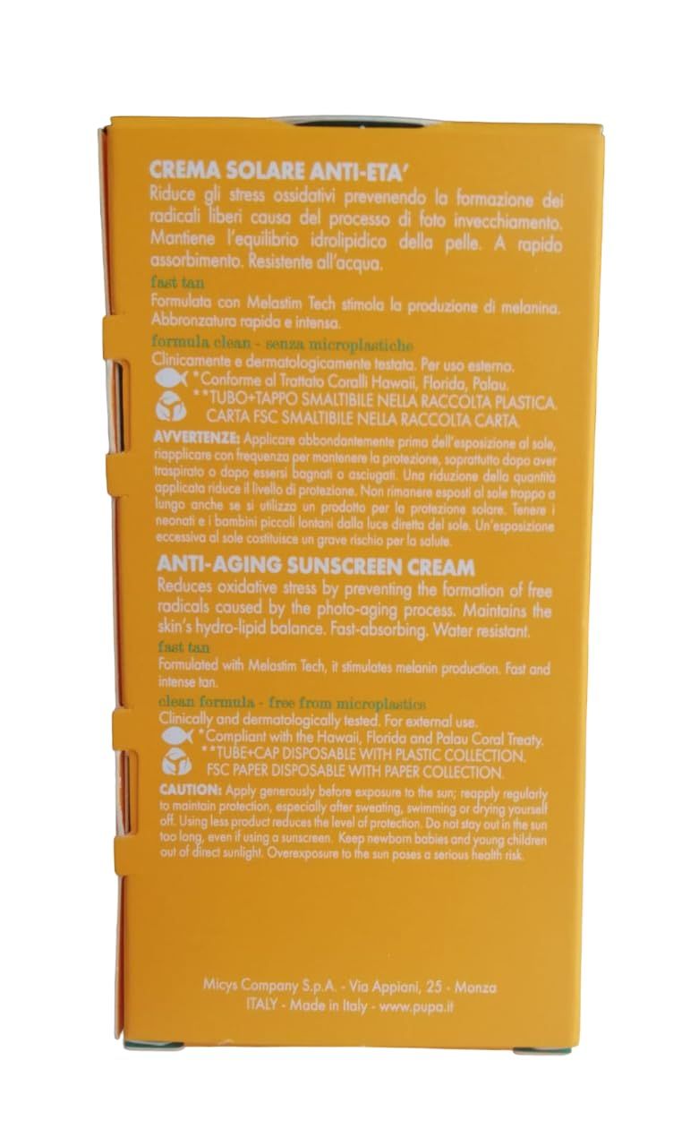 Pupa Anti Aging Sunscreen Cream Gezicht-Nek en Décolleté SPF 50 | Rijpere huid