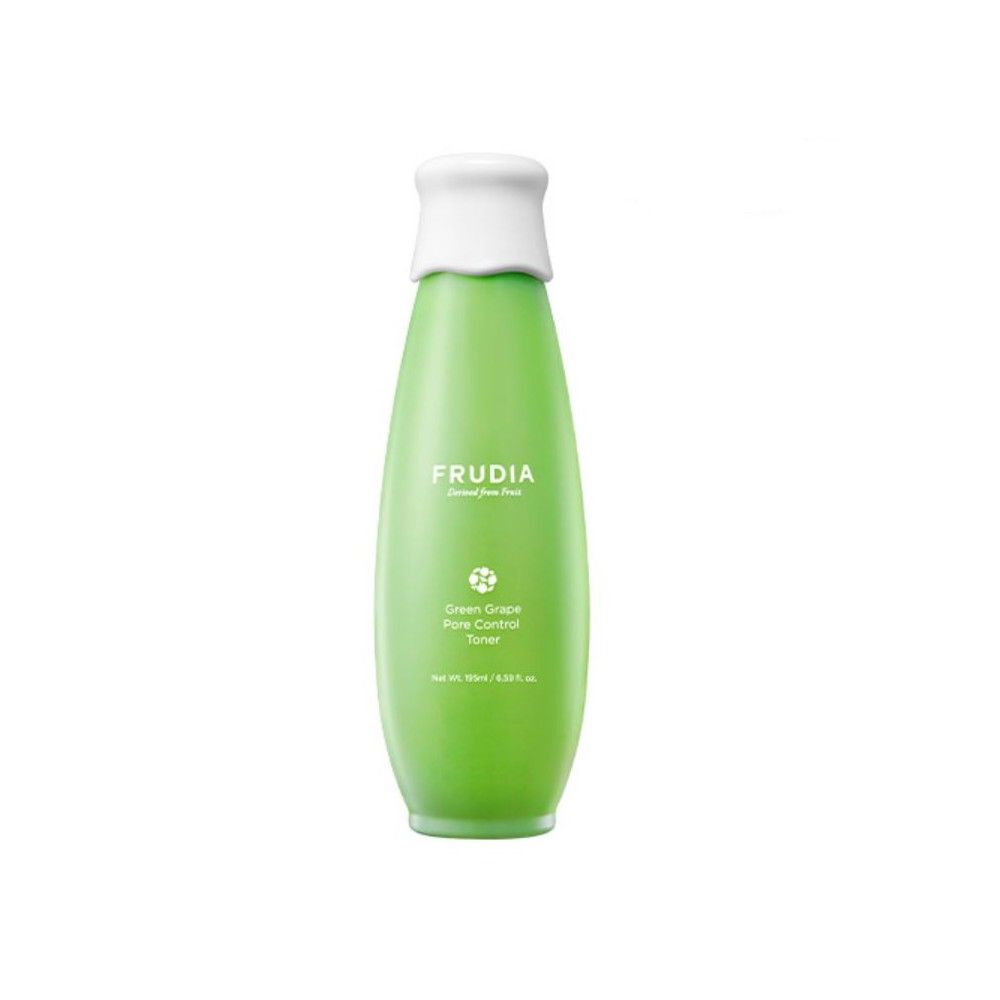 Groene fles met witte dop, Frudia Green Grape Pore Refining Toner, 195ml.