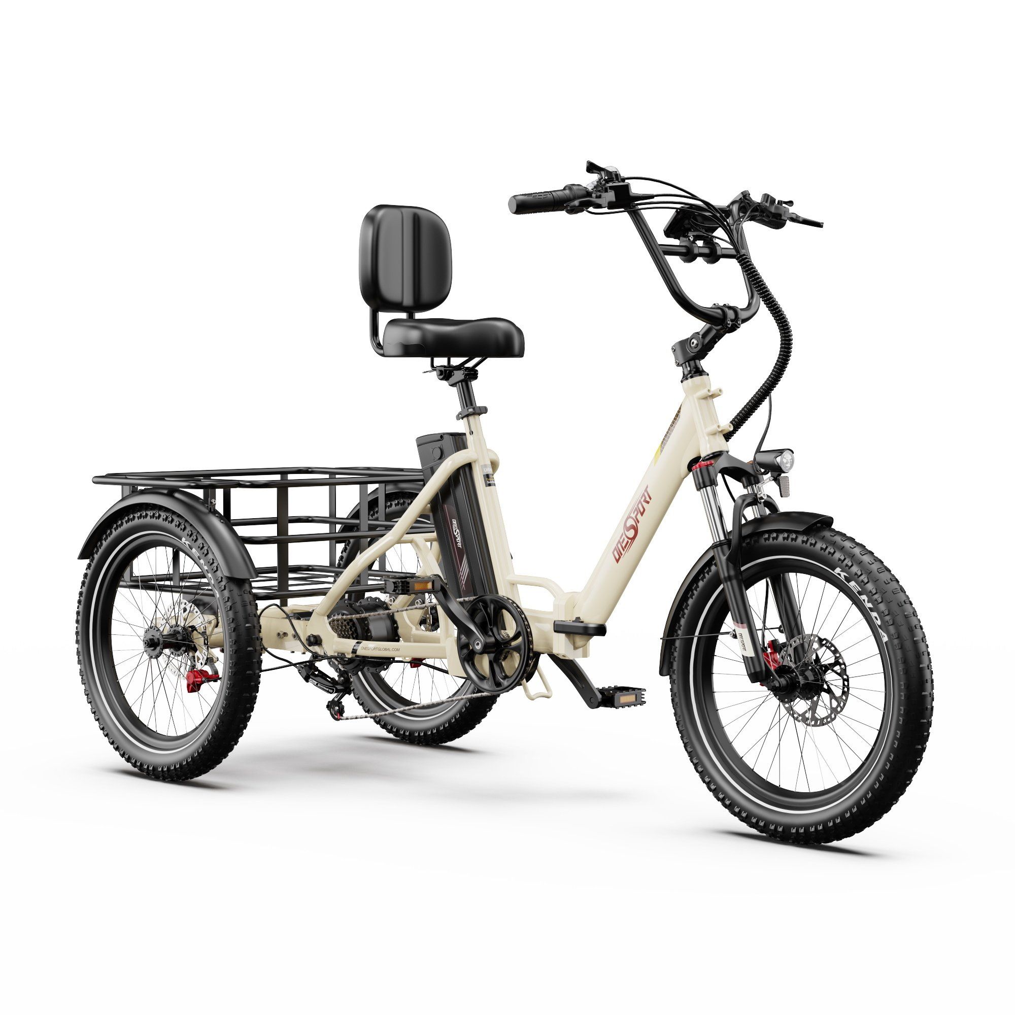 ONESPORT OT30 PRO Vélo cargo électrique à trois roues- Moteur 500 W, batterie 48 V 18 Ah