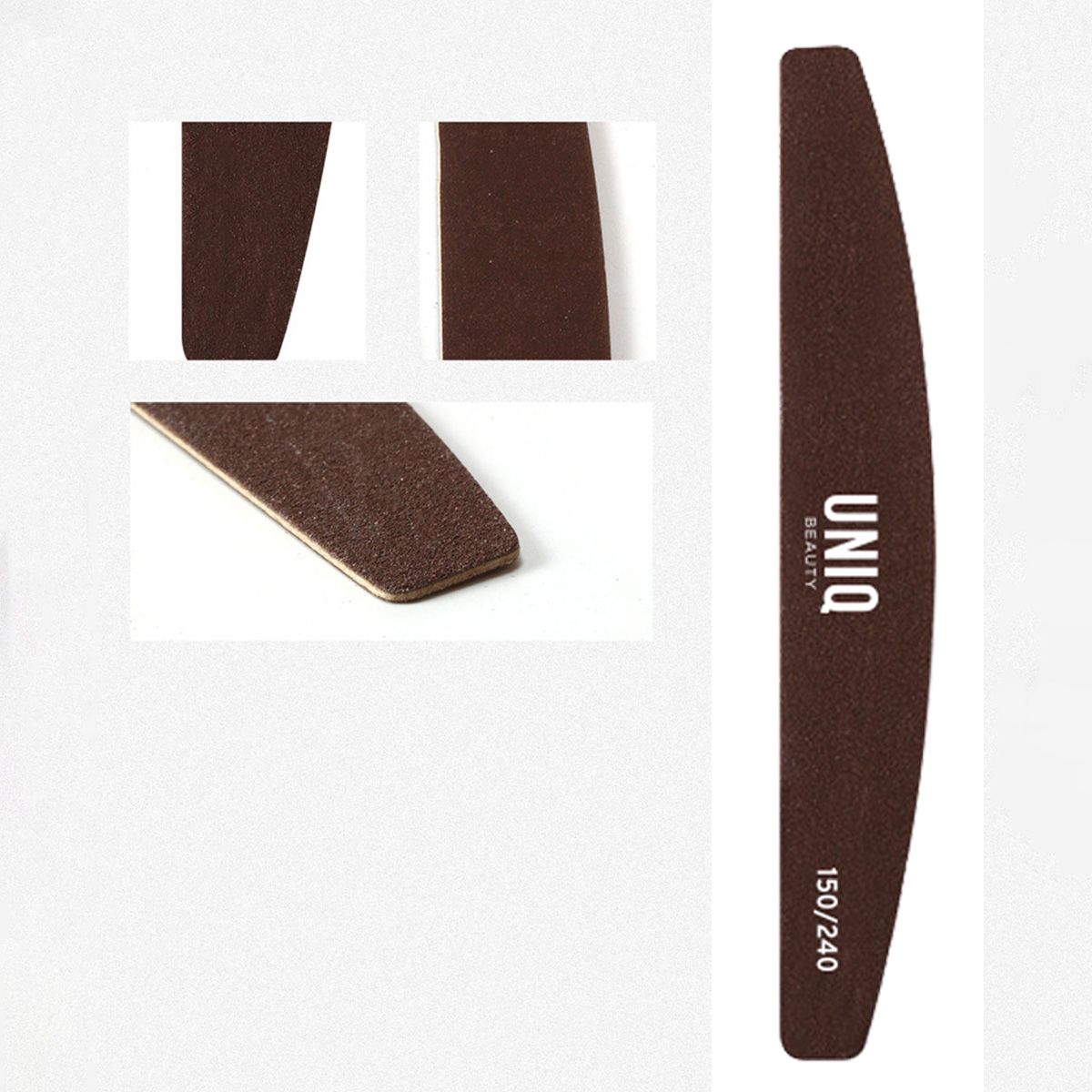 Lime à ongles marron foncé demi-lune, grain 150/240, bordure blanche.