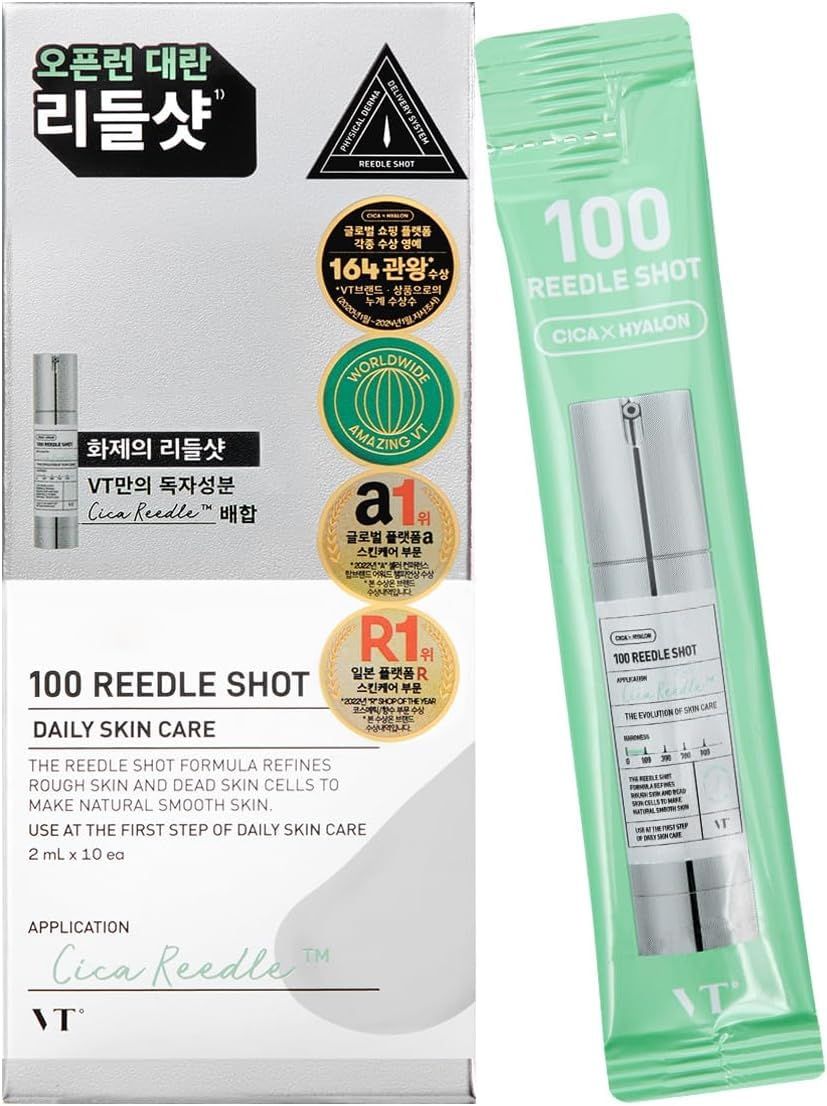 Verpakking en individuele verpakking. Verpakking met productafbeelding en opschrift "100 Reedle Shot".