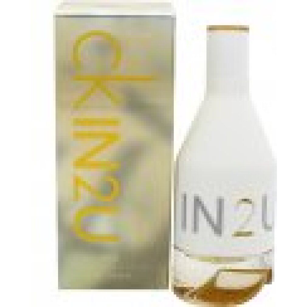 Flacon de parfum et boîte. Flacon blanc, inscription IN2U. Boîte avec inscription CK IN2U.