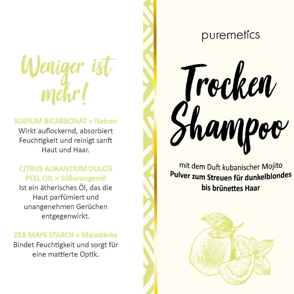 puremetics - droogshampoo "Mojito" (voor donkerbruin tot donkerblond haar)