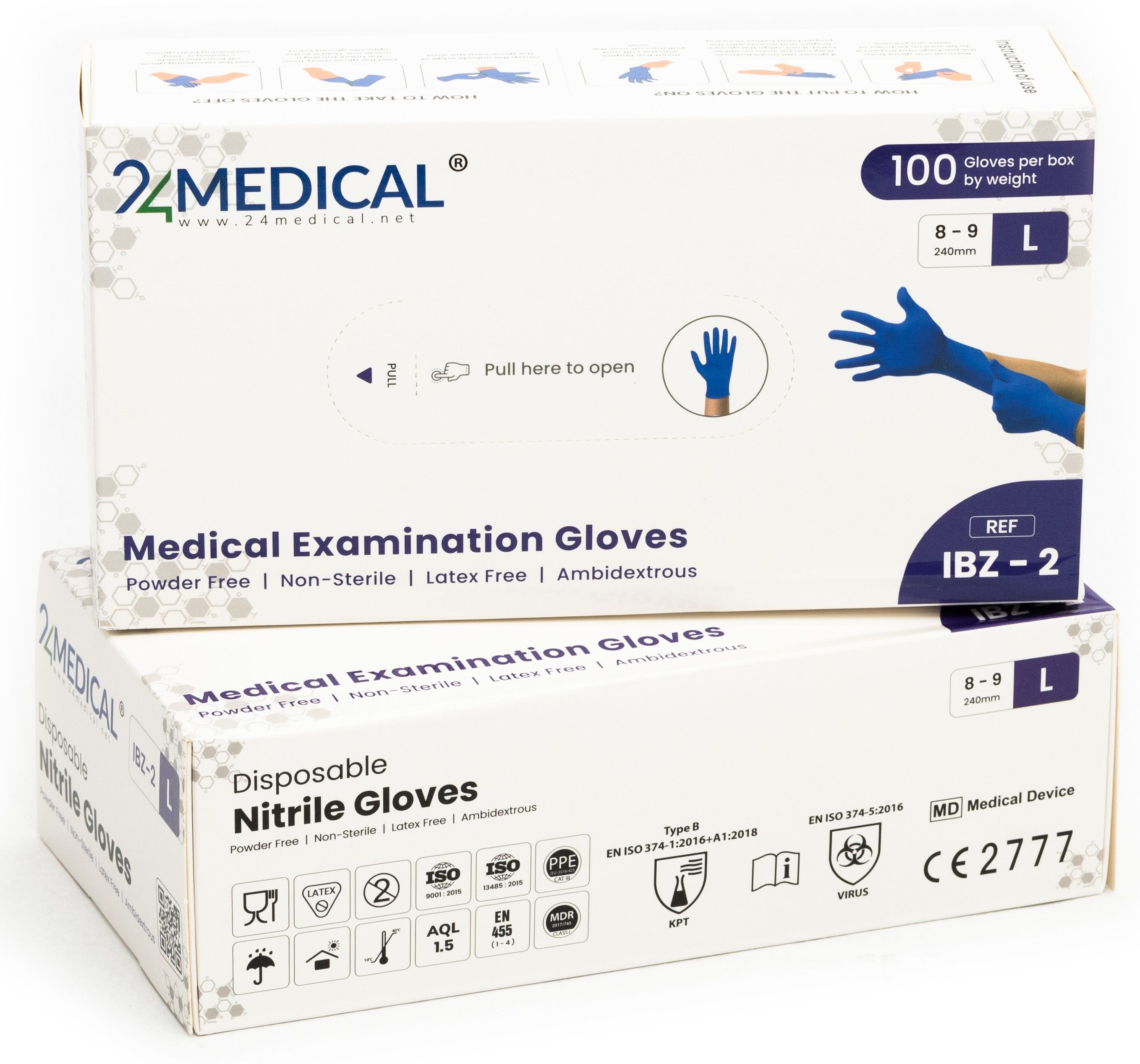 24medical Gants en nitrile IBZ-2, sans poudre - Taille XL