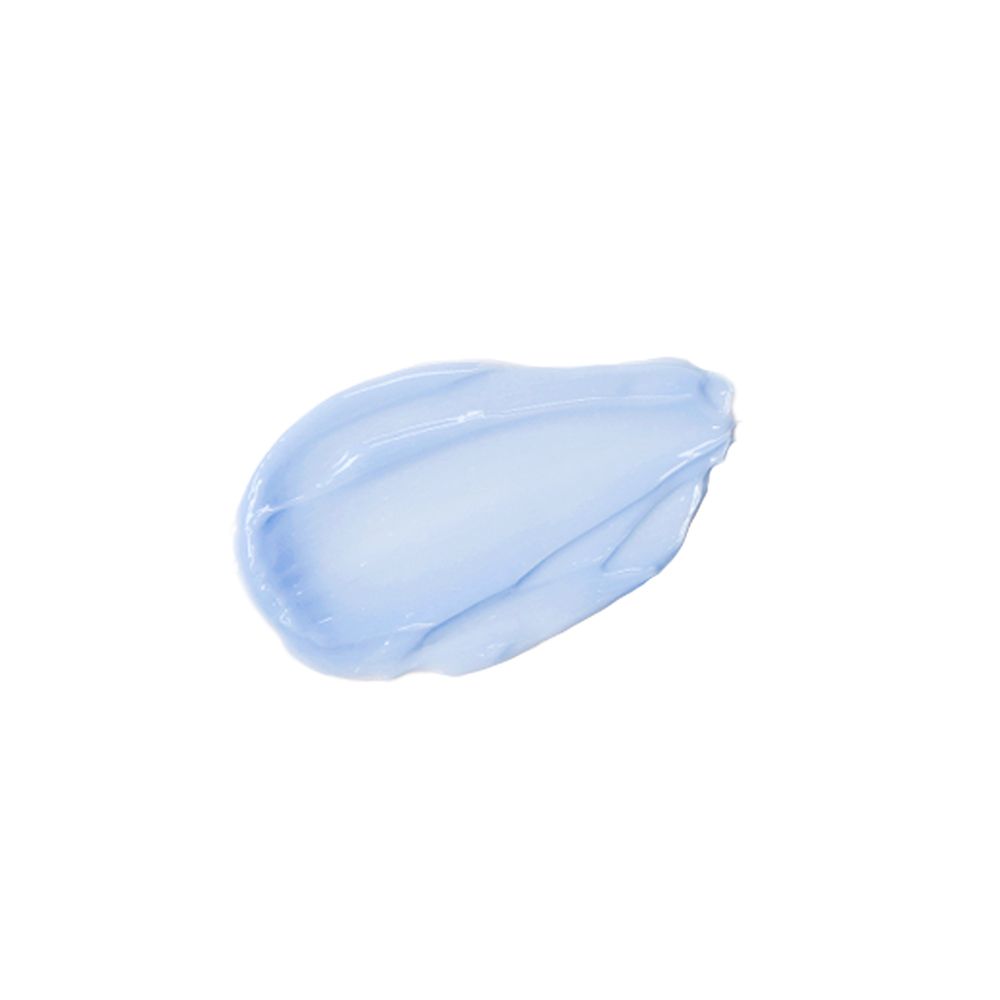 Touffe de crème apaisante Klairs Midnight Blue bleue sur fond blanc.
