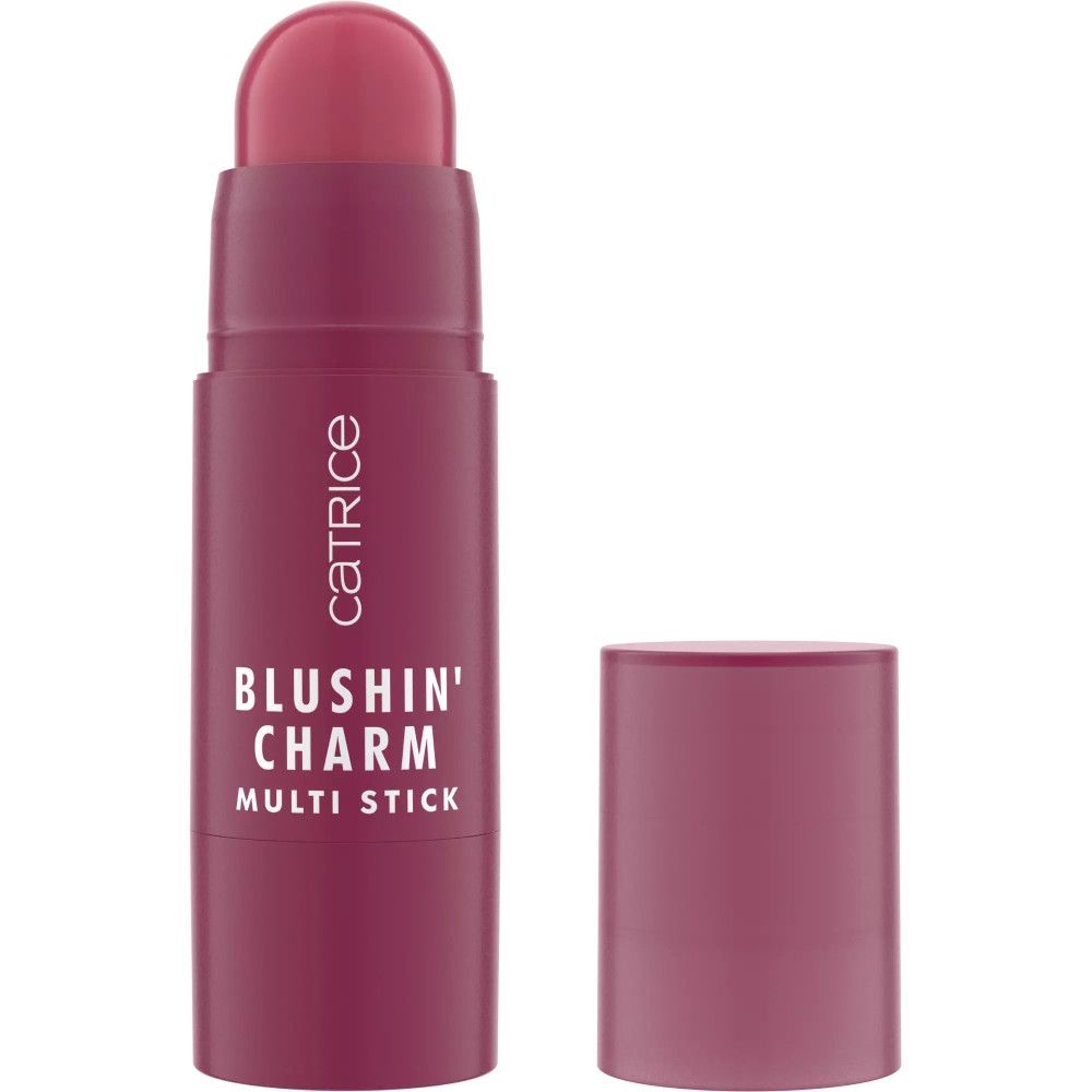 Stick de blush avec bouchon. Inscription: CATRICE, BLUSHIN' CHARM, MULTI STICK. Couleur rose.