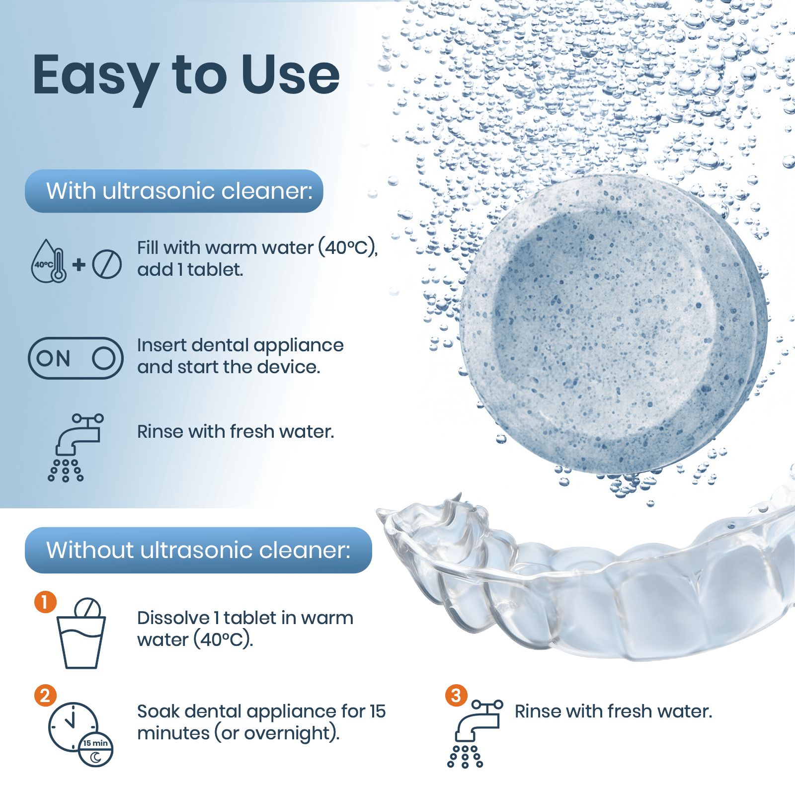 mfa® Reinigingstabletten voor kunstgebitten, retainers & aligners