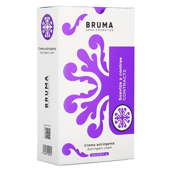 Bruma Astringerende Intieme Crème verpakking met paarse ornamenten en tekst.