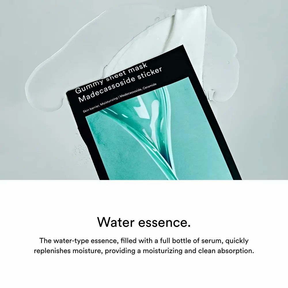 Emballage du produit et masque avec liquide. Emballage noir avec nom et ingrédients du produit.