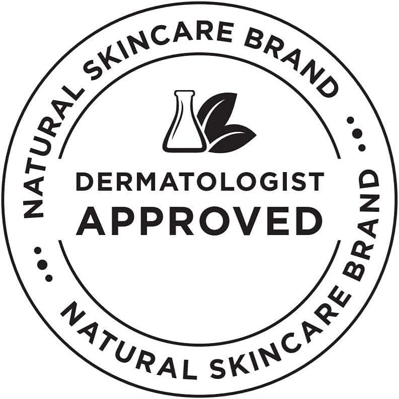 Autocollant rond avec texte : NATURAL SKINCARE BRAND. Dermatologist Approved. NATURAL SKINCARE BRAND.