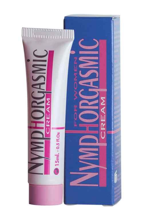 Crème tube en kartonnen doos met roze en blauwe accenten.