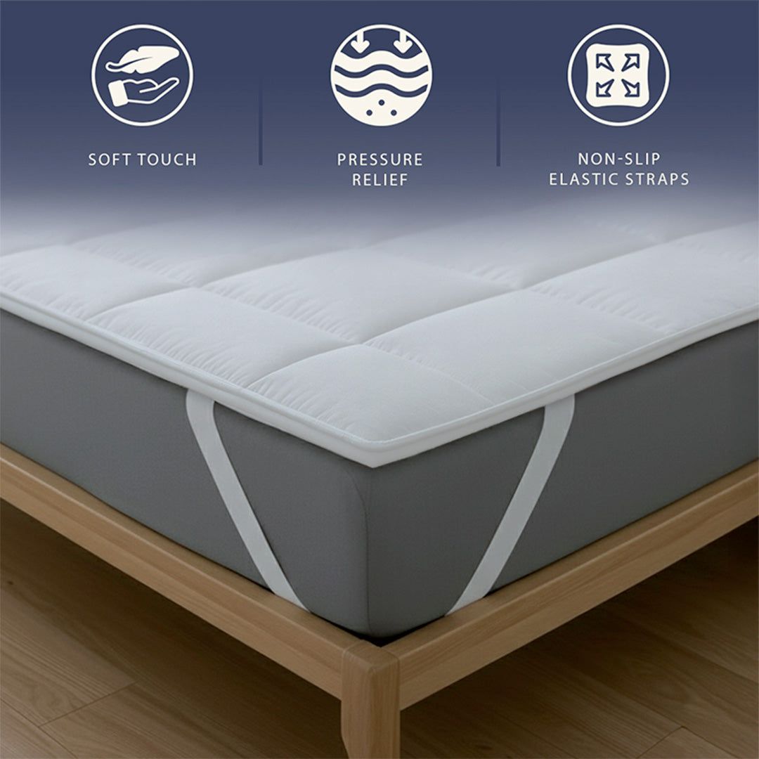 The White Stone topper 160x190 cm met 500 g vulling | Gewatteerde matrasbeschermer