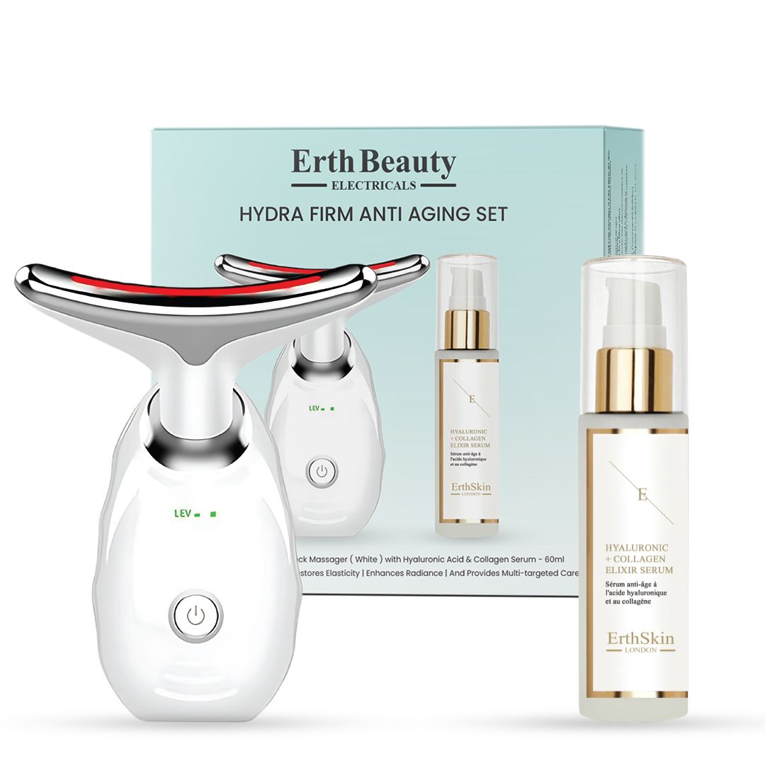 ErthSkin London Hydra Firm Anti Aging Set (VEROUDERENDE GEZICHT- EN NEKMASSAGER - wit met HA-serum)
