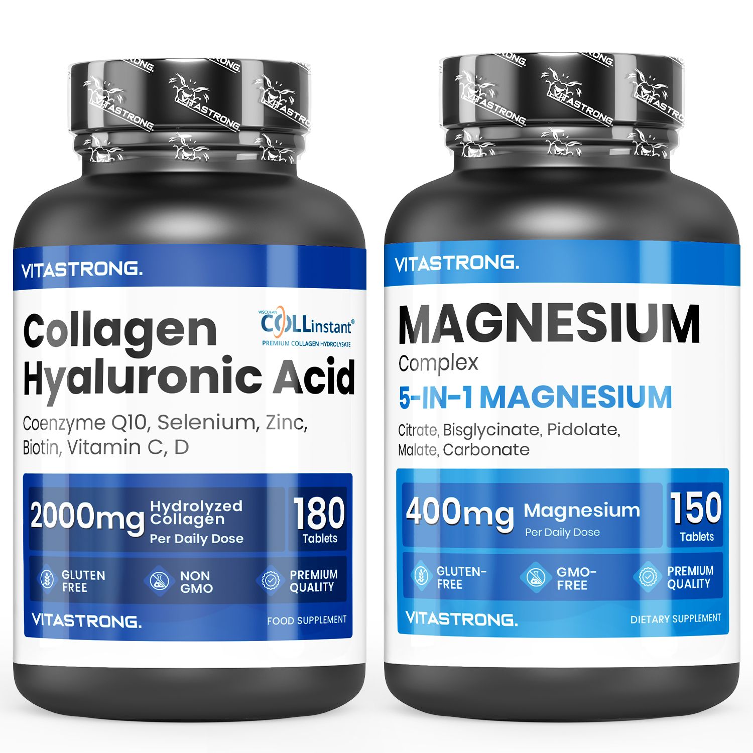 Vitastrong Magnesium 5-in-1 & Collageen + Hyaluronzuur – huid en welzijn