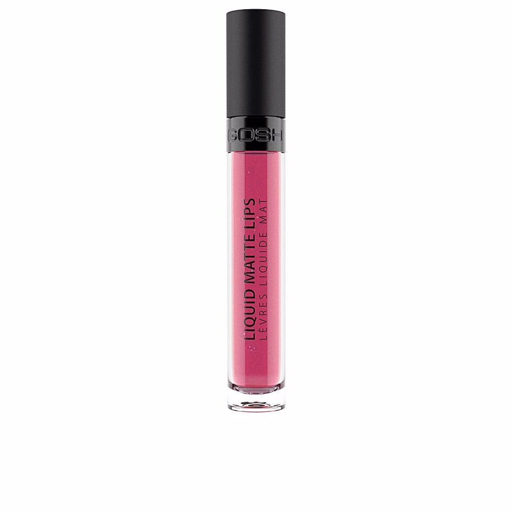 Rouge à lèvres liquide en flacon transparent, bouchon noir. Nom du produit visible.