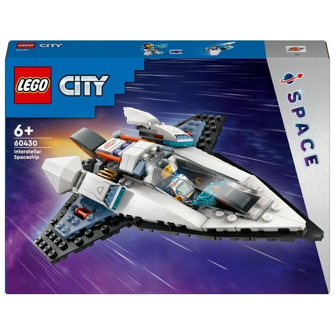 LEGO City 60430. Ensemble spatial avec vaisseau spatial blanc, éléments noirs et bleus. Boîte.