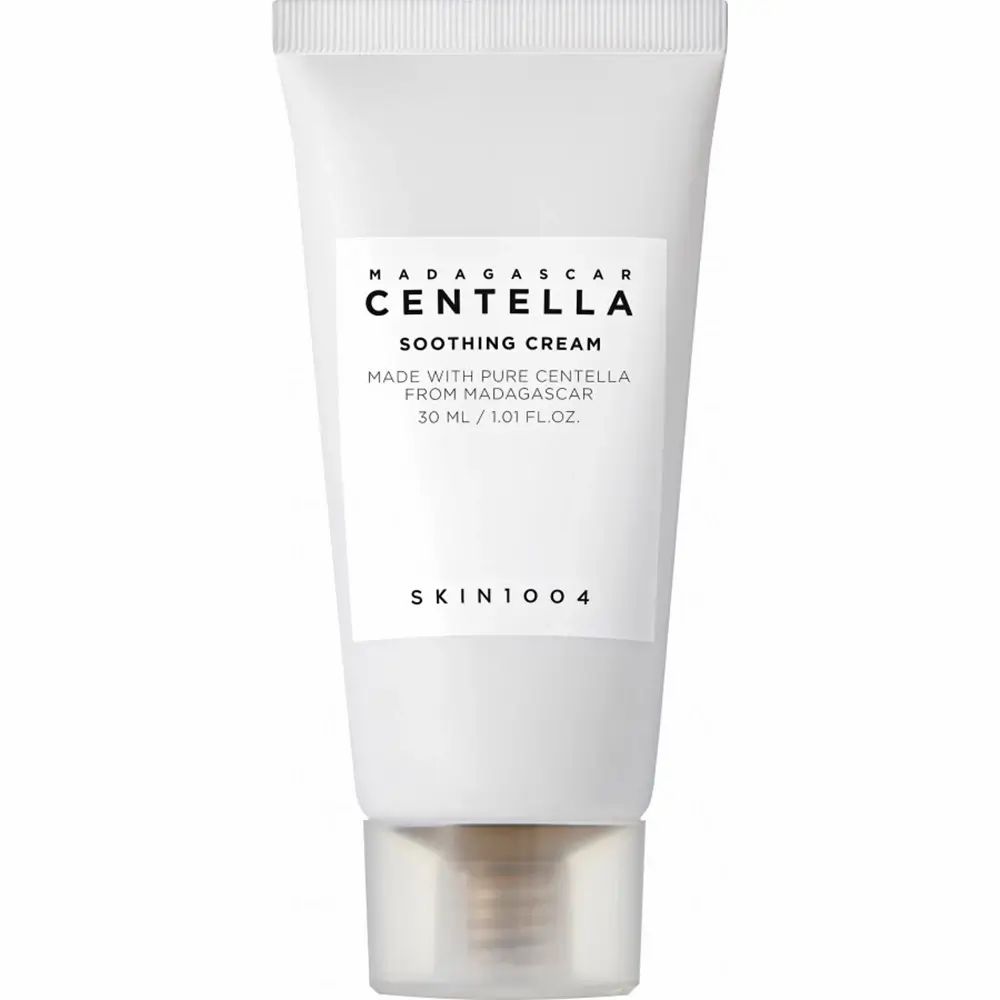 Tube SKIN1004 Centella Soothing Cream. Wit, met productinformatie. 30 ml.