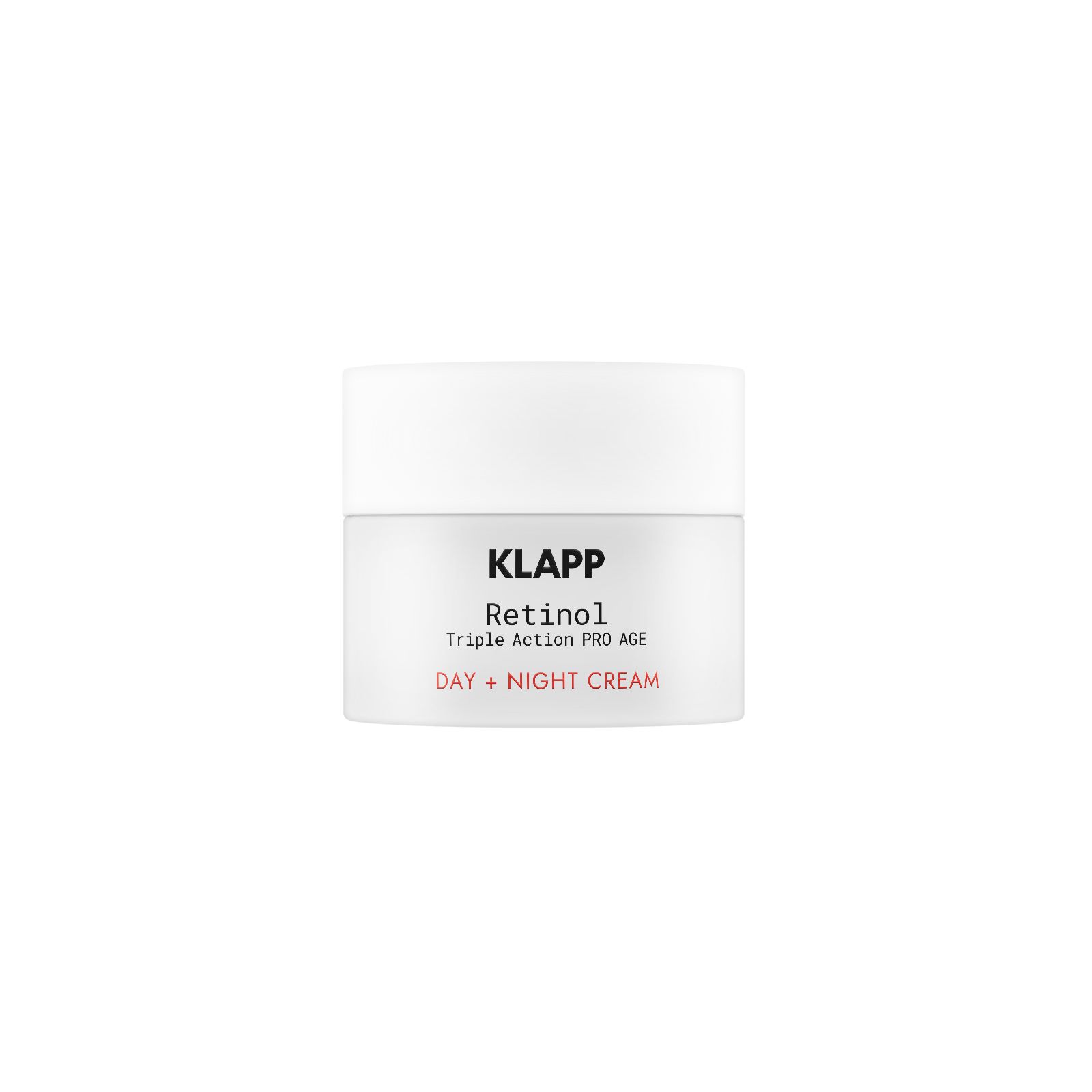 Crème de jour + nuit KLAPP Retinol Triple Action Pro Age en pot.
